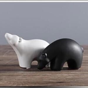 Pair Decorative Ceramic Polar Bears